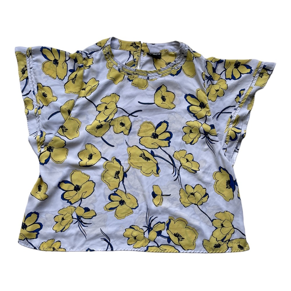 Liz Claiborne Career Petite‎ Blouse XLP Top Flutter Sleeve keyhole